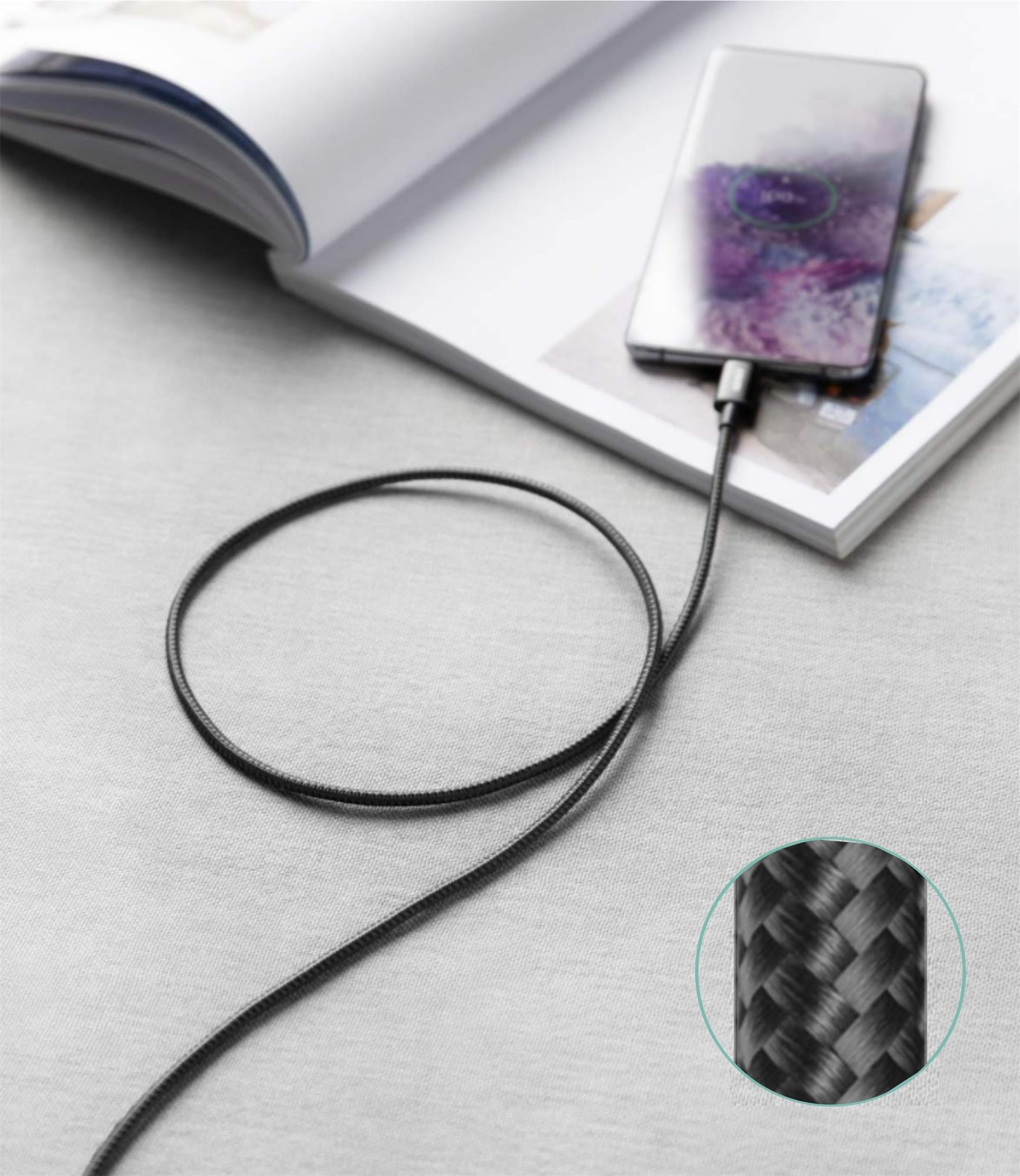 iPEAX textilní kabel USB-A / Lightning 1,5 m, USB 2.0, černý