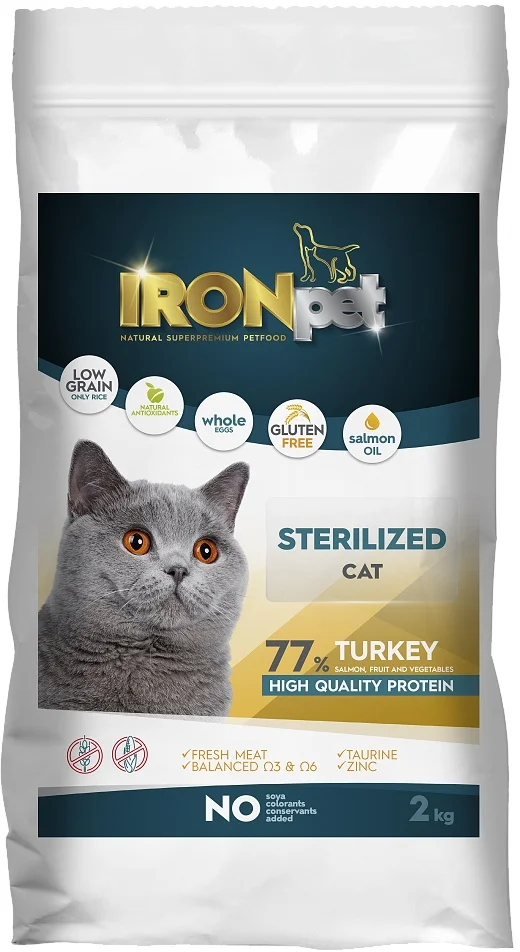 IRONpet Cat Sterilized Turkey (Krůta) 2 kg granule pro kastrované kočky