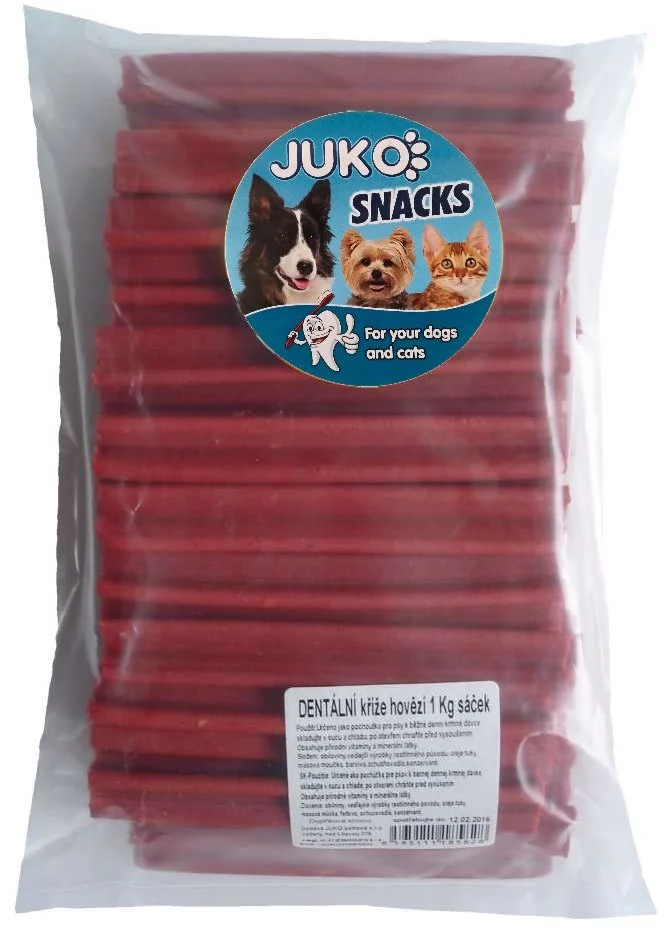 JUKO Snacks Dentální kříž Hovězí 1 kg (cca 47 ks)