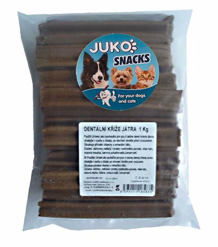 JUKO Snacks Dentální kříž Játra 1 kg (cca 42 - 51 ks)