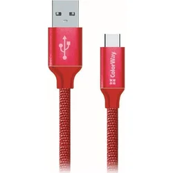 Kábel ColorWay USB-C 1 m 2,1 A, červený