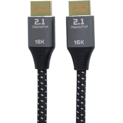 Kábel PremiumCord DisplayPort 2.1, 16K@60Hz,8K@120Hz,4K@240Hz,165Hz,144Hz kovové a pozlátené konektory, 1,5 m