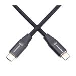 Kábel PremiumCord USB-C M/M, 240W 480Mbps čierny bavlnený oplet, 0,5 m