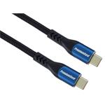 Kábel PremiumCord USB-C ( USB 3.2 GEN 2x2, 5A, 100W, 20Gbit/s ) 3 m, bavlnený oplet