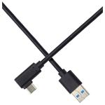 Kábel PremiumCord USB typu C/M so zahnutým konektorom 90° - USB 3.0 A/M, 50 cm