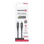 Kábel Swissten Aramid USB-C / Lightning 1,5 m, antracit