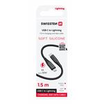 Kábel Swissten Silicone USB-C / Lightning 30 W, čierny