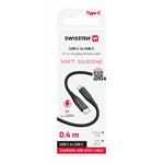 Kábel Swissten Silicone USB-C / USB-C 0,4 m, čierny