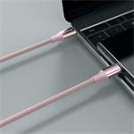 Kábel Swissten Textile II USB-C / USB-C 1,5 m, ružový