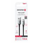 Kábel Swissten Textile II USB / USB-C 1,5 m, čierny