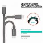 Kábel Swissten Textile USB-C / USB-C, 1,2 m, sivý