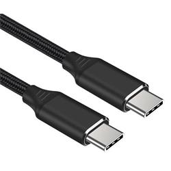 Kabel USB-C M/M, 240W 480Mbps černý bavlněný oplet, 1,5m