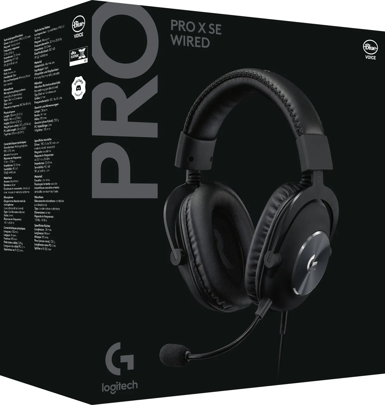 Káblové herné slúchadlá Logitech G PRO X SE, čierne