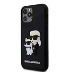 Karl Lagerfeld 3D gumový zadný kryt Karl and Choupette pre iPhone 12/12 Pro Black
