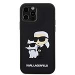 Karl Lagerfeld 3D gumový zadný kryt Karl and Choupette pre iPhone 12/12 Pro Black