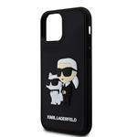 Karl Lagerfeld 3D gumový zadný kryt Karl and Choupette pre iPhone 12/12 Pro Black