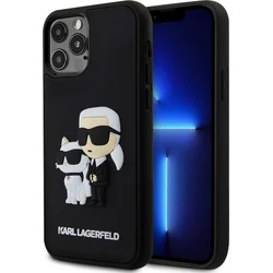 Karl Lagerfeld 3D gumový zadný kryt Karl and Choupette pre iPhone 12/12 Pro Black