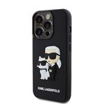 Karl Lagerfeld 3D gumový zadný kryt Karl and Choupette pre iPhone 15 Pro Black