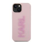 Karl Lagerfeld 3D gumový zadný kryt s trblietavým logom Karl pre iPhone 15 Pink