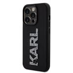 Karl Lagerfeld 3D gumový zadný kryt s trblietavým logom Karl pre iPhone 15 Pro Black