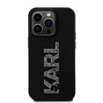 Karl Lagerfeld 3D gumový zadný kryt s trblietavým logom Karl pre iPhone 15 Pro Max Black