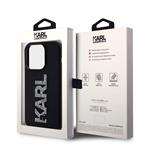 Karl Lagerfeld 3D gumový zadný kryt s trblietavým logom Karl pre iPhone 15 Pro Max Black