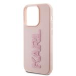 Karl Lagerfeld 3D gumový zadný kryt s trblietavým logom Karl pre iPhone 15 Pro Max Pink