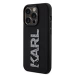 Karl Lagerfeld 3D Rubber Glitter Logo Karl Zadní Kryt pro iPhone 15 Pro Black