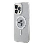 Karl Lagerfeld IML Glitter Karl and Choupette MagSafe Zadní Kryt pro iPhone 15 Pro Max Transparent