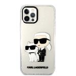 Karl Lagerfeld IML Glitter Karl and Choupette NFT Zadný kryt pre iPhone 12/12 Pro Transparent