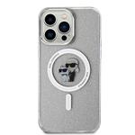 Karl Lagerfeld IML Glitter Karl and Choupette Zadný kryt MagSafe pre iPhone 15 Pro Max Transparent