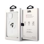 Karl Lagerfeld IML Glitter Karl and Choupette Zadný kryt MagSafe pre iPhone 15 Transparent