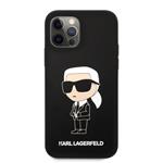 Karl Lagerfeld Liquid Silicone Ikonik NFT Zadný kryt pre iPhone 12/12 Pro Black