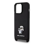 Karl Lagerfeld Saffiano Crossbody Metal Karl and Choupette Zadní Kryt pro iPhone 15 Pro Max Black