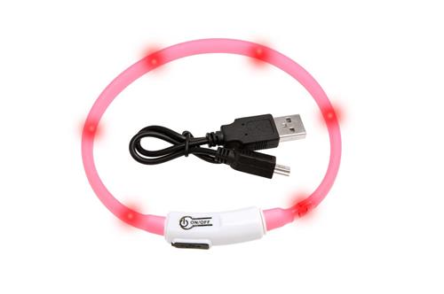 Karlie LED svetelný obojok pre mačky ružový obvod 20-35cm