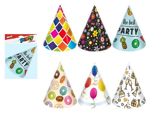 Karnevalový klobúk 6ks 16cm mix papiera č.5