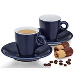 KELA 2dílná sada šálků s podšálky na espresso MATTIA, 50 ml, modrá