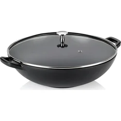 KELA WOK s pokrievkou liatinová CALIDO, 36 cm, čierna