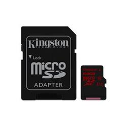 KINGSTON Micro SDXC 64GB (SDCA3/64GB) UHS-I Class 3 (čtení/zápis; 90/80MB/s + adapt)