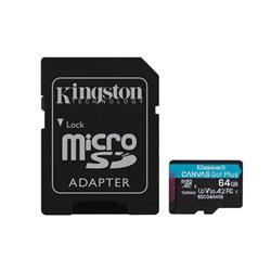 KINGSTON microSDXC 64GB Canvas Go Plus + SD adaptér