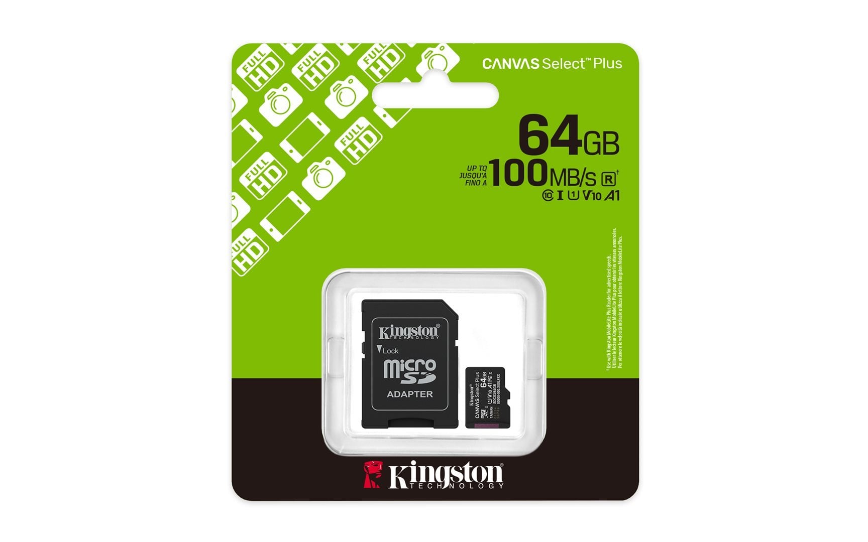KINGSTON microSDXC 64GB Canvas Select Plus + SD adaptér