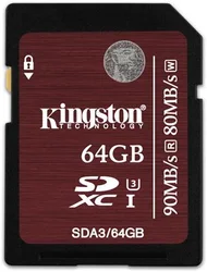 Kingston SDA3/64GB 4K video SDXC 64GB class 10, 90MB/s, UHS-3