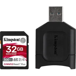 KINGSTON SDHC 32GB Canvas React Plus UHS-II V90 (čtení/zápis: 300/260MB/s) + čtečka MLPR2/32GB - Paměťové karty