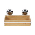 Kompaktná bambusová polica na kúpeľňové doplnky na stenu Bestlock SPA Bamboo, chróm