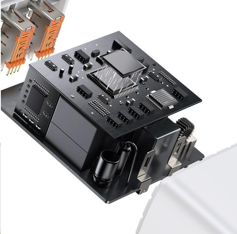 Kompaktný rýchlonabíjací adaptér Baseus 2x USB-A, 1x USB-C 30W biely