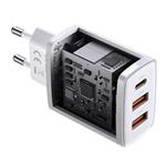 Kompaktný rýchlonabíjací adaptér Baseus 2x USB-A, 1x USB-C 30W biely