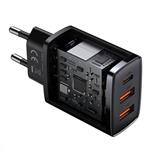 Kompaktný rýchlonabíjací adaptér Baseus 2x USB-A, 1x USB-C 30W čierny