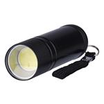 Kovová LED baterka, 3W COB LED, 3x AAA čierna