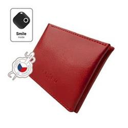Kožená peněženka Smile Wallet se smart trackerem FIXED Smile s motion senzorem, červená