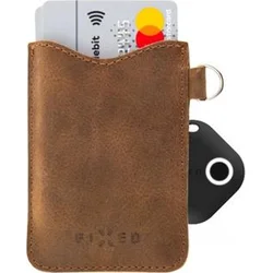 Kožené pouzdro na karty FIXED Smile Cards se smart trackerem FIXED Smile Motion, hnědé